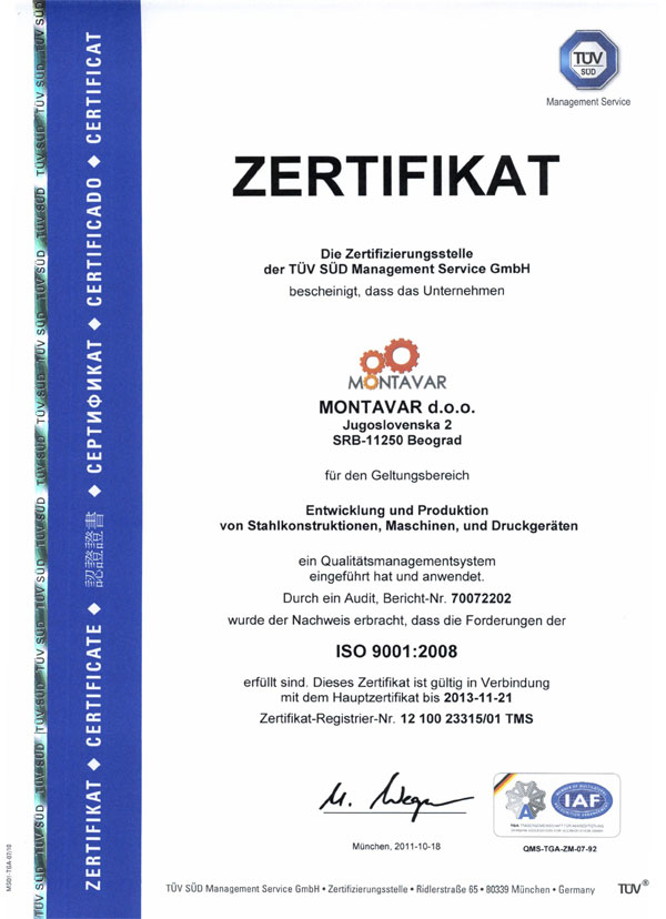 MONTAVAR podcertifikat 01 9001 ger