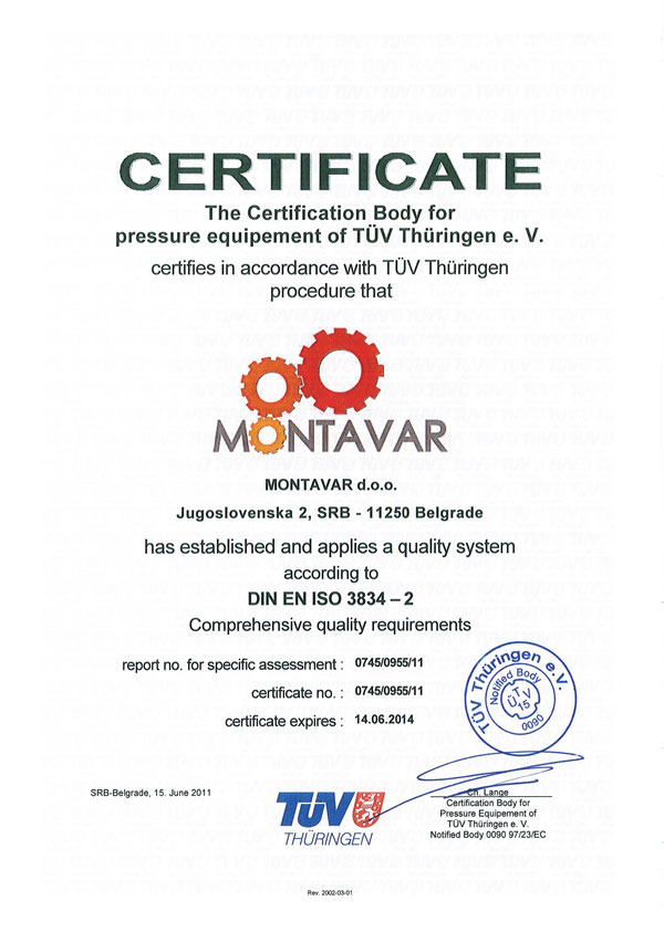 Zertifikate MONTAVAR 3834-2English