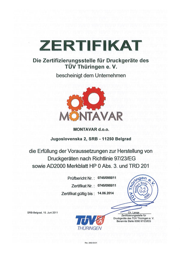 Zertifikate MONTAVAR HP0 German